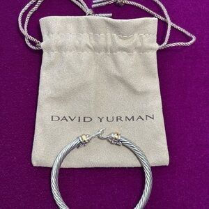 David Yurman 5mm Classic 925 Sterling Silver & 18k Gold Buckle Bracelet Medium